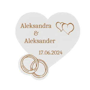 Personalizowane podziękowanie MAGNES na ślub wesele serce i obrączki