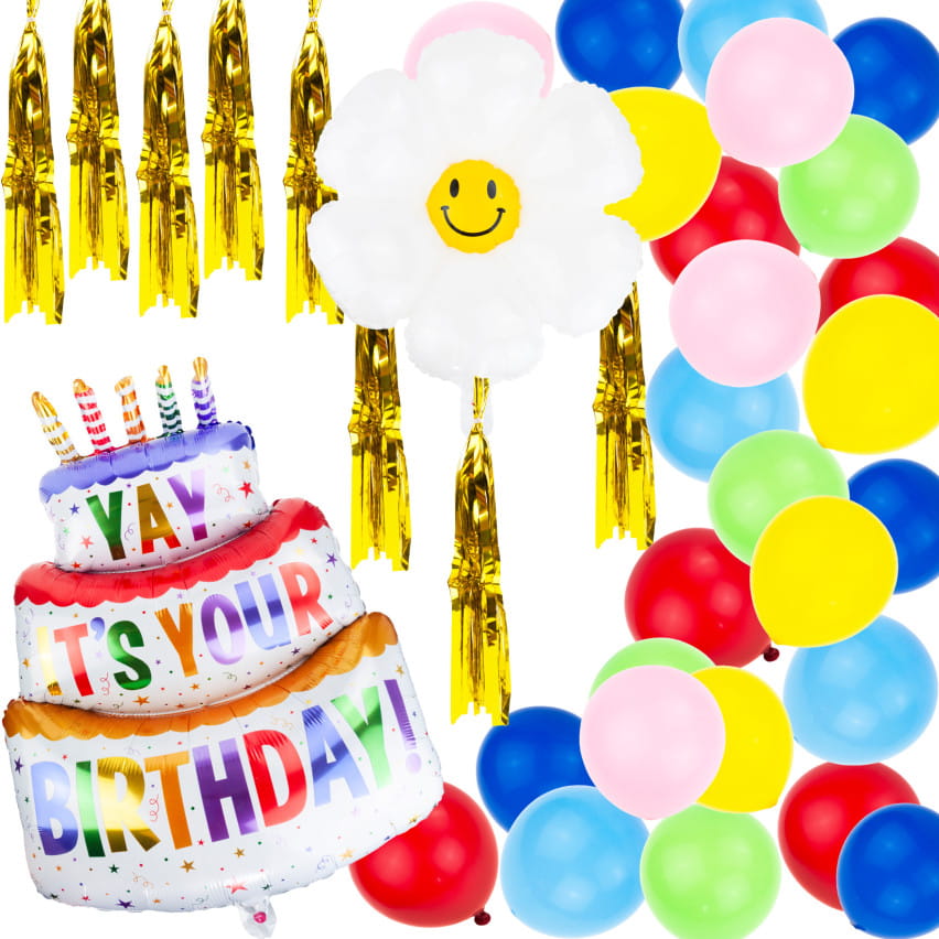 Girlanda balonowa ZESTAW balony foliowe TORT KWIAT URODZINY FRĘDZLE 1 Zakręcone Sznurki Girlanda balonowa ZESTAW balony foliowe TORT KWIAT URODZINY FRĘDZLE