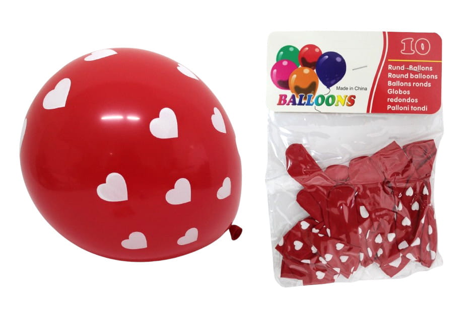 Balony lateksowe 30 cm w serduszka CZERWONE kpl 10 szt 1 Zakręcone Sznurki Balony lateksowe 30 cm w serduszka CZERWONE kpl 10 szt