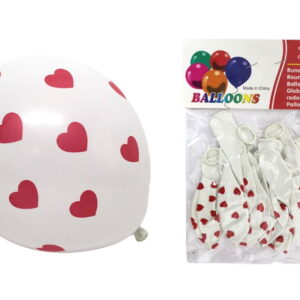 Balony lateksowe 30 cm w serduszka BIAŁE  kpl 10 szt