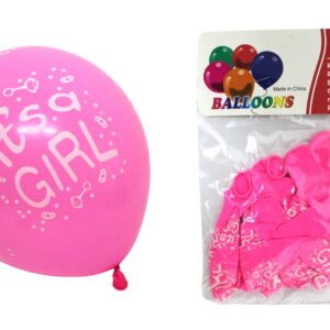 Balony lateksowe RÓŻOWE z napisem IT'S A GIRL na babyshower DZIEWCZYNKA