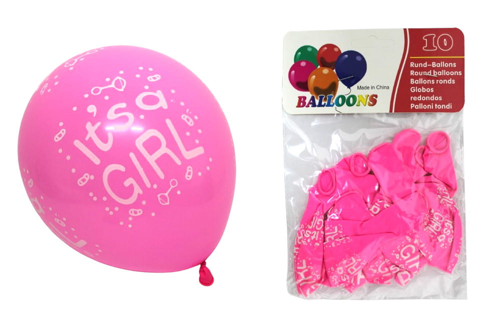 Balony lateksowe RÓŻOWE z napisem IT'S A GIRL na babyshower DZIEWCZYNKA 1 Zakręcone Sznurki Balony lateksowe RÓŻOWE z napisem IT'S A GIRL na babyshower DZIEWCZYNKA