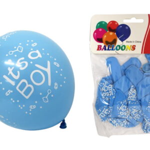 Balony lateksowe NIEBIESKIE z napisem IT'S A BOY na babyshower CHŁOPIEC