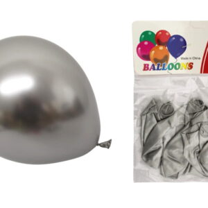 Balony lateksowe metalizowane SREBRNE kpl 10 szt ok. 25 cm