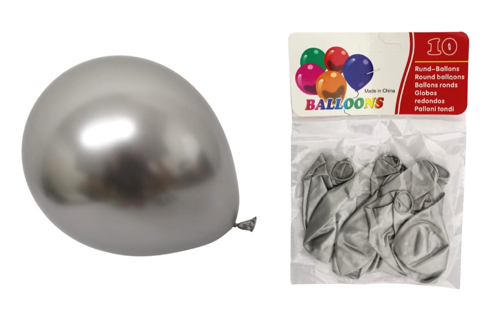 Balony lateksowe metalizowane SREBRNE kpl 10 szt ok. 25 cm 1 Zakręcone Sznurki Balony lateksowe metalizowane SREBRNE kpl 10 szt ok. 25 cm