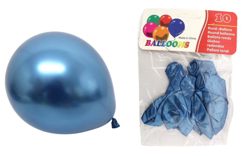Balony lateksowe metalizowane NIEBIESKIE kpl 10 szt ok. 25 cm 1 Zakręcone Sznurki Balony lateksowe metalizowane NIEBIESKIE kpl 10 szt ok. 25 cm