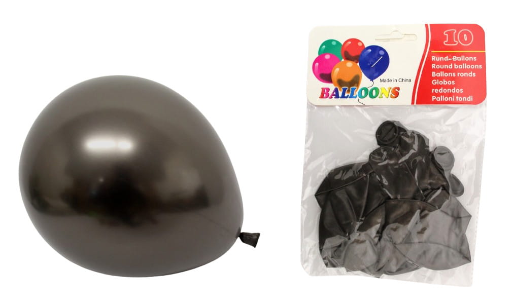 Balony lateksowe metalizowane CZARNE kpl 10 szt ok. 25 cm 1 Zakręcone Sznurki Balony lateksowe metalizowane CZARNE kpl 10 szt ok. 25 cm