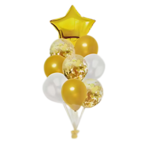 Balony lateksowe i foliowe GWIAZDA ZŁOTE kpl 9 szt