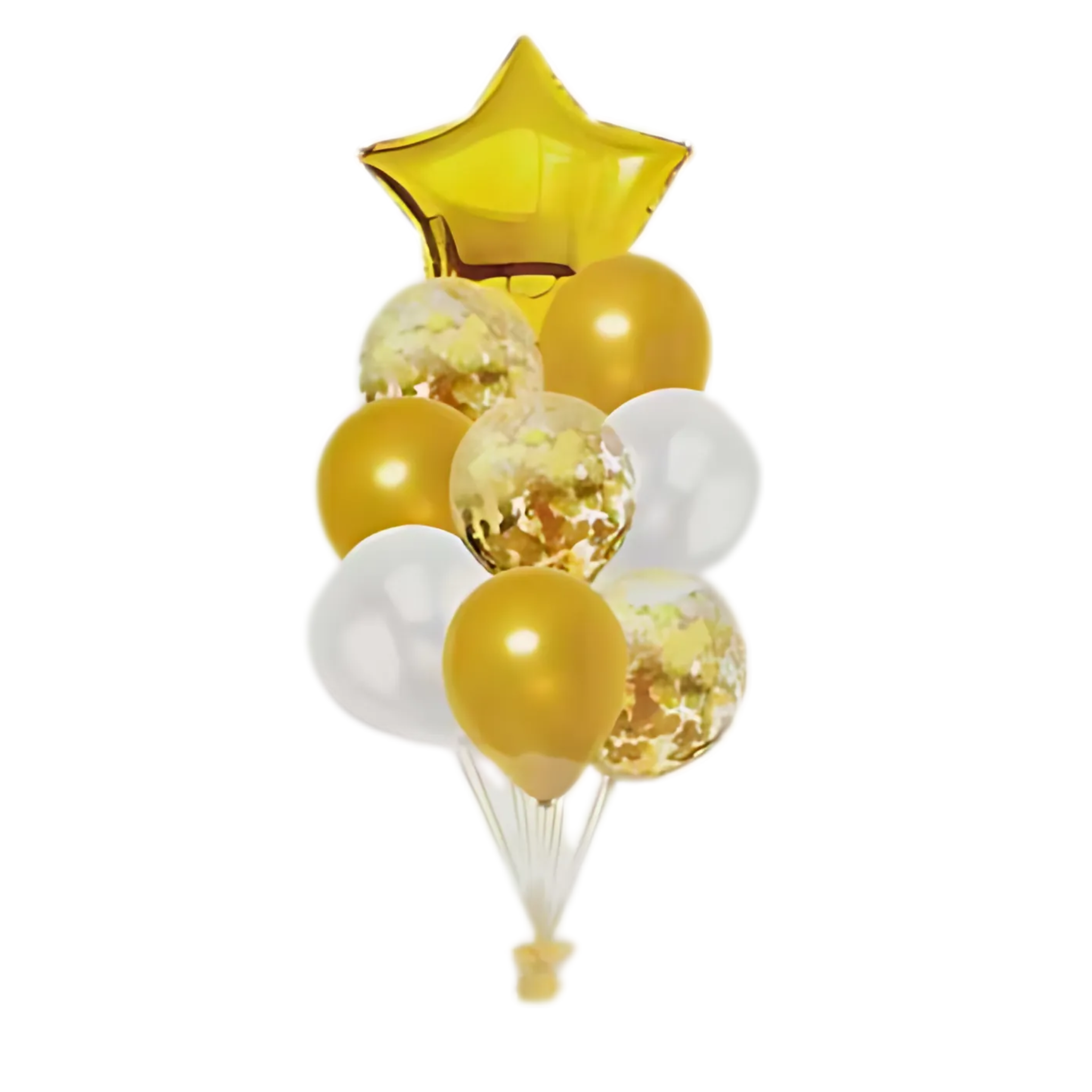 Balony lateksowe i foliowe GWIAZDA ZŁOTE kpl 9 szt 1 Zakręcone Sznurki Balony lateksowe i foliowe GWIAZDA ZŁOTE kpl 9 szt