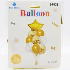 Balony lateksowe i foliowe GWIAZDA ZŁOTE kpl 9 szt