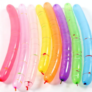 Balony RAKIETY LATAJĄCE dekoracyjne DŁUGIE w paski kpl. 40 szt MIX KOLOR 20 cm