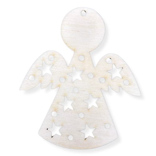 Drewniana zawieszka anioł aniołek na choinkę deko decoupage ze sklejki 1szt 1 Zakręcone Sznurki Drewniana zawieszka anioł aniołek na choinkę deko decoupage ze sklejki 1szt