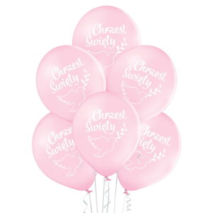 Balony Chrzest Święty dziewczynki różowe