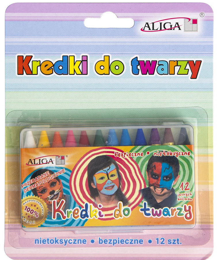 Kredki do twarzy 12 kolorów 1 Zakręcone Sznurki Kredki do twarzy 12 kolorów