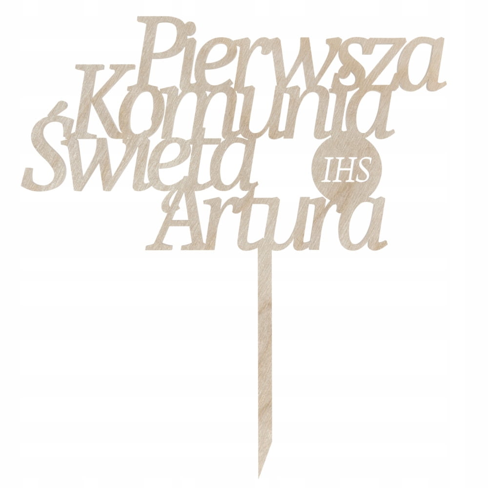Personalizowany topper Pierwsza Komunia Święta dowolne imię 1 Zakręcone Sznurki Personalizowany topper Pierwsza Komunia Święta dowolne imię