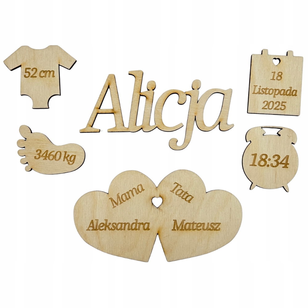 Metryczka dla dziecka personalizowana Elementy - zestaw do metryczki 1 Zakręcone Sznurki Metryczka dla dziecka personalizowana Elementy - zestaw do metryczki