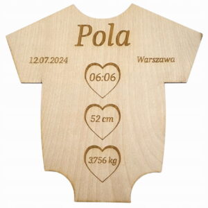 Drewniana metryczka dziecięca BODY