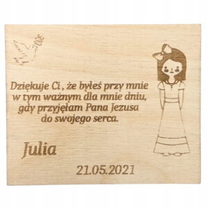 Podziękowanie dla gości MAGNES PIERWSZA KOMUNIA PERSONALIZOWANE IMIĘ