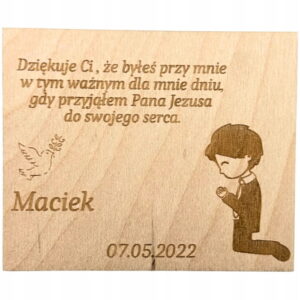 Podziękowanie dla gości MAGNES PIERWSZA KOMUNIA PERSONALIZOWANE IMIĘ