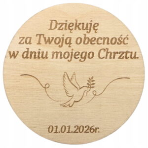 Podziękowanie dla gości MAGNES Chrzest Święty PERSONALIZOWANE