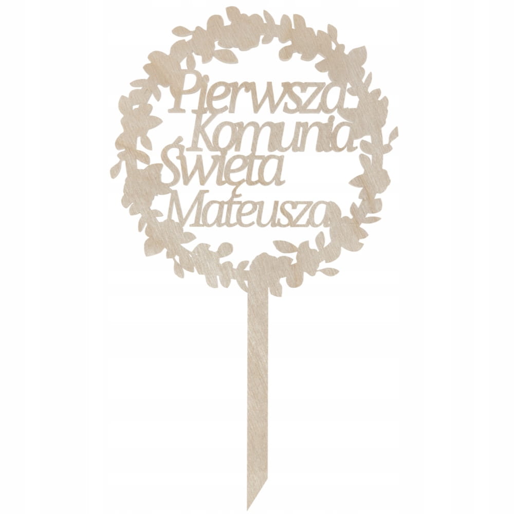 Personalizowany topper Pierwsza Komunia Święta Wianek 1 Zakręcone Sznurki Personalizowany topper Pierwsza Komunia Święta Wianek