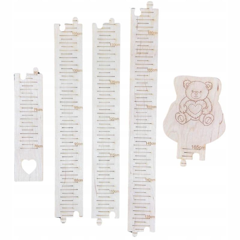 Personalizowana miarka wzrostu Miś Imię dziecka 2 Zakręcone Sznurki Personalizowana miarka wzrostu Miś Imię dziecka