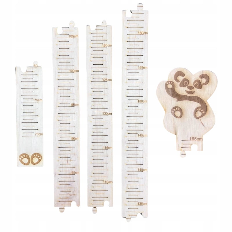 Personalizowana miarka wzrostu PANDA Imię dziecka 3 Zakręcone Sznurki Personalizowana miarka wzrostu PANDA Imię dziecka