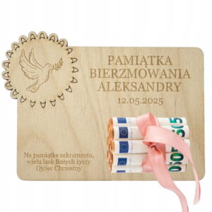 Personalizowana PAMIĄTKA bierzmowanie na pieniądze