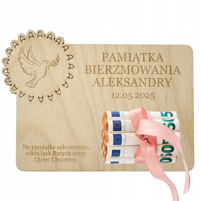 Personalizowana PAMIĄTKA bierzmowanie na pieniądze 1 Zakręcone Sznurki Personalizowana PAMIĄTKA bierzmowanie na pieniądze