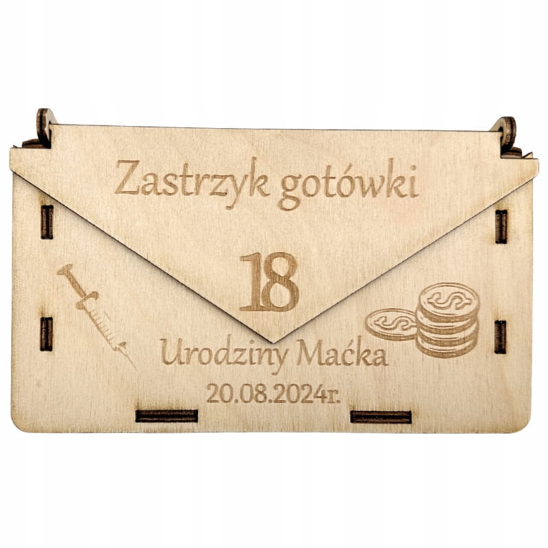 Personalizowane pudełko koperta ZASTRZYK GOTÓWKI 1 Zakręcone Sznurki Personalizowane pudełko koperta ZASTRZYK GOTÓWKI