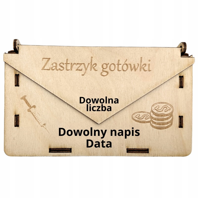 Personalizowane pudełko koperta ZASTRZYK GOTÓWKI 3 Zakręcone Sznurki Personalizowane pudełko koperta ZASTRZYK GOTÓWKI