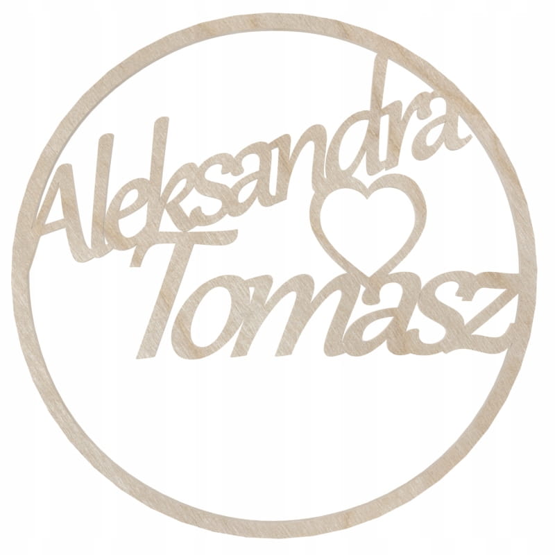 Personalizowana obręcz dekoracyjna z imionami ŚLUB WESELE ROCZNICA 1 Zakręcone Sznurki Personalizowana obręcz dekoracyjna z imionami ŚLUB WESELE ROCZNICA