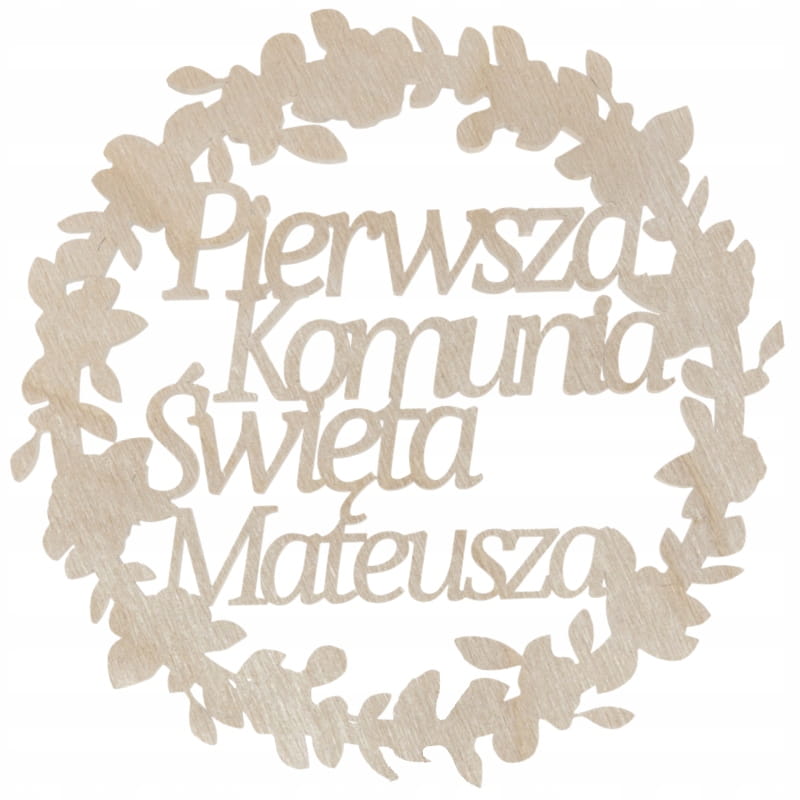 Personalizowana obręcz dekoracyjna Pierwsza Komunia Święta imię dziecka 1 Zakręcone Sznurki Personalizowana obręcz dekoracyjna Pierwsza Komunia Święta imię dziecka
