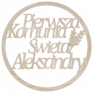 Personalizowana obręcz dekoracyjna Pierwsza Komunia Święta imię dziecka PSZENICA