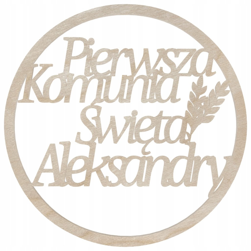 Personalizowana obręcz dekoracyjna Pierwsza Komunia Święta imię dziecka PSZENICA 1 Zakręcone Sznurki Personalizowana obręcz dekoracyjna Pierwsza Komunia Święta imię dziecka PSZENICA