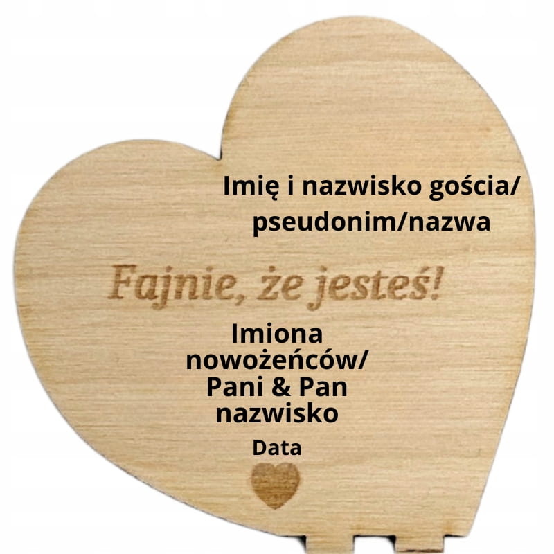 Winietka podziękowanie dla gości weselnych SERCE 2 Zakręcone Sznurki Winietka podziękowanie dla gości weselnych SERCE
