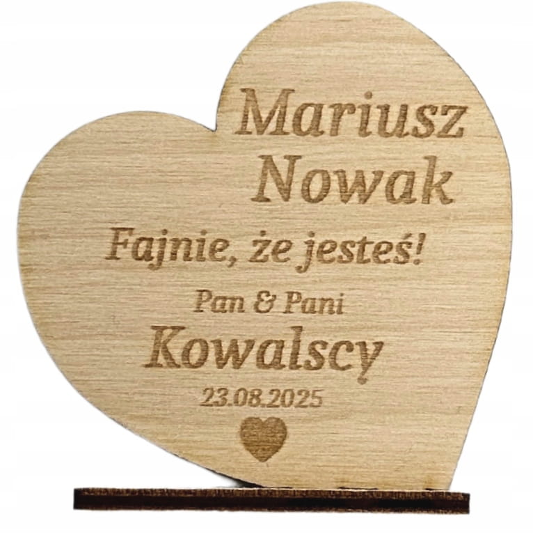 Winietka podziękowanie dla gości weselnych SERCE 3 Zakręcone Sznurki Winietka podziękowanie dla gości weselnych SERCE