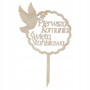 Personalizowany topper na Komunię IMIĘ DZIECKA Pierwsza Komunia Święta Gołąbek