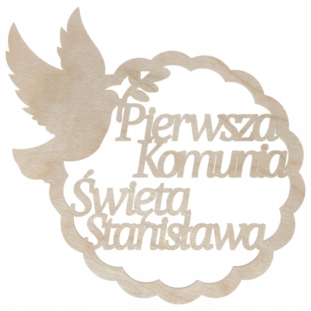 Personalizowana obręcz dekoracyjna Pierwsza Komunia Święta dowolne imię GOŁĄBEK 1 Zakręcone Sznurki Personalizowana obręcz dekoracyjna Pierwsza Komunia Święta dowolne imię GOŁĄBEK