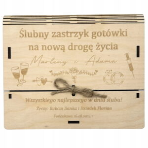 Pudełko koperta ślubna na prezent ZASTRZYK GOTÓWKI pieniądzę pamiątka ślubu