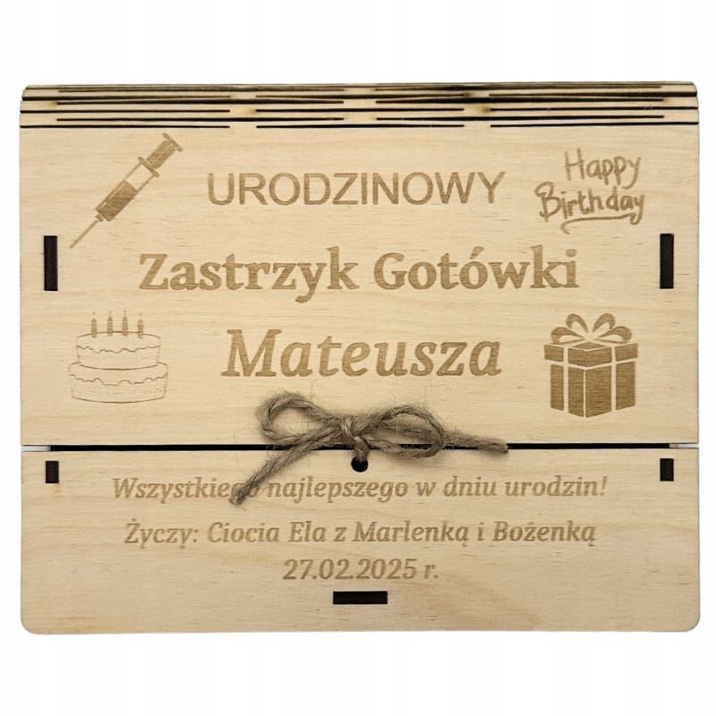 Pudełko koperta Urodzinowy zastrzyk gotówki prezent 1 Zakręcone Sznurki Pudełko koperta Urodzinowy zastrzyk gotówki prezent