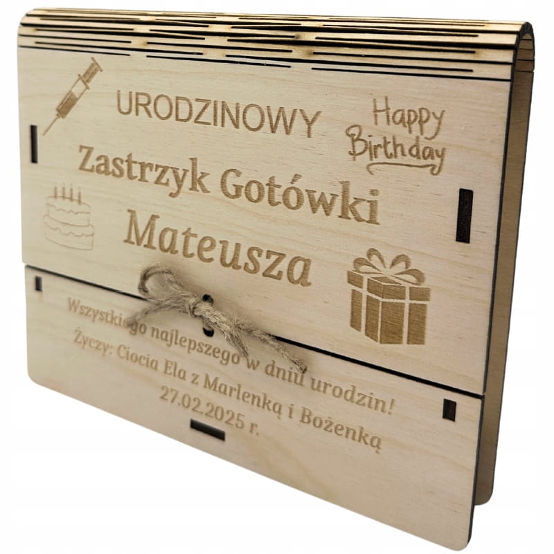Pudełko koperta Urodzinowy zastrzyk gotówki prezent 3 Zakręcone Sznurki Pudełko koperta Urodzinowy zastrzyk gotówki prezent