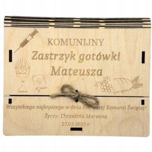 Pudełko koperta na komunię KOMUNIJNY ZASTRZYK GOTÓWKI