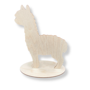 Alpaka na podstawce figurka drewniana dekoracja stojąca 15 cm