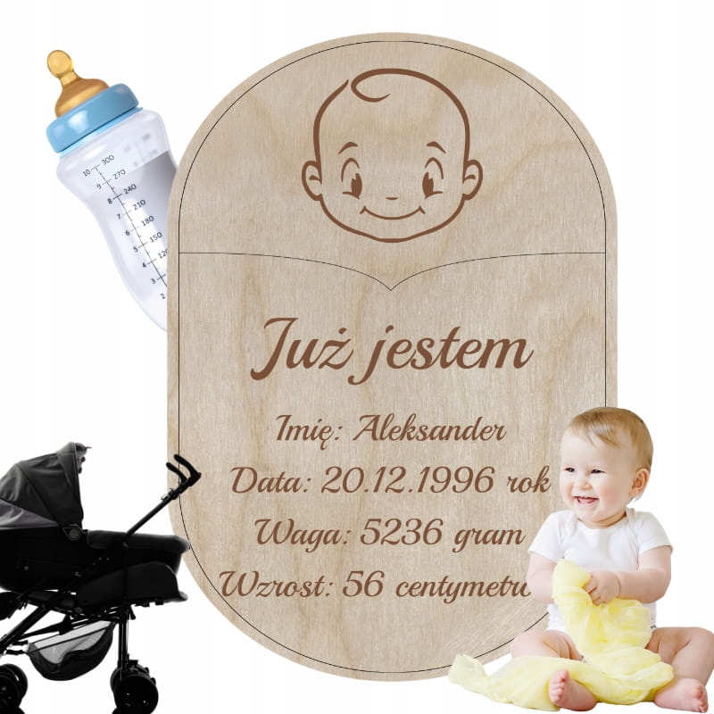 Drewniana metryczka pamiątka narodzin Personalizowana BOBAS 2 Zakręcone Sznurki Drewniana metryczka pamiątka narodzin Personalizowana BOBAS