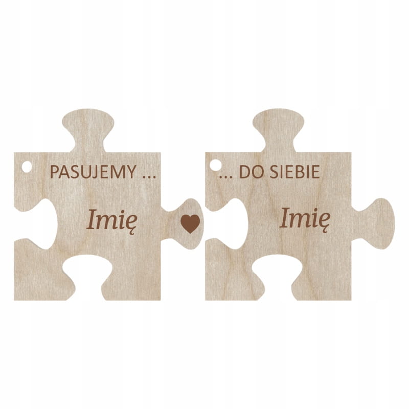 Brelok zawieszka dla par puzzle Imiona PASUJEMY DO SIEBIE 1 Zakręcone Sznurki Brelok zawieszka dla par puzzle Imiona PASUJEMY DO SIEBIE