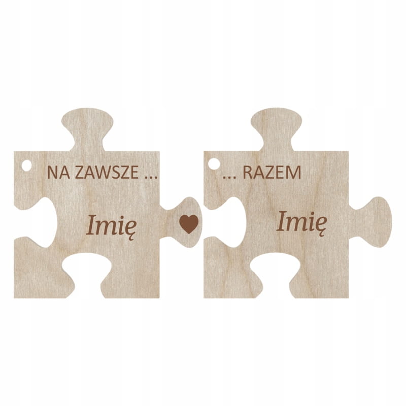 Brelok zawieszka dla par puzzle Imiona NA ZAWSZE RAZEM 1 Zakręcone Sznurki Brelok zawieszka dla par puzzle Imiona NA ZAWSZE RAZEM