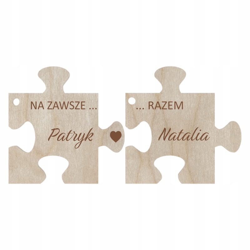 Brelok zawieszka dla par puzzle Imiona NA ZAWSZE RAZEM 2 Zakręcone Sznurki Brelok zawieszka dla par puzzle Imiona NA ZAWSZE RAZEM