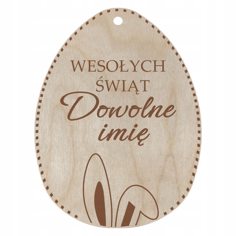 Zawieszka bilecik jajko z Imieniem WESOŁYCH ŚWIĄT + IMIĘ uszy zająca 2 Zakręcone Sznurki Zawieszka bilecik jajko z Imieniem WESOŁYCH ŚWIĄT + IMIĘ uszy zająca