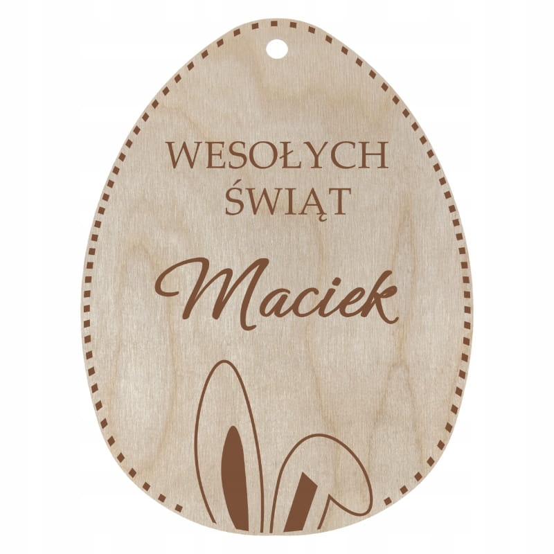 Zawieszka bilecik jajko z Imieniem WESOŁYCH ŚWIĄT + IMIĘ uszy zająca 3 Zakręcone Sznurki Zawieszka bilecik jajko z Imieniem WESOŁYCH ŚWIĄT + IMIĘ uszy zająca